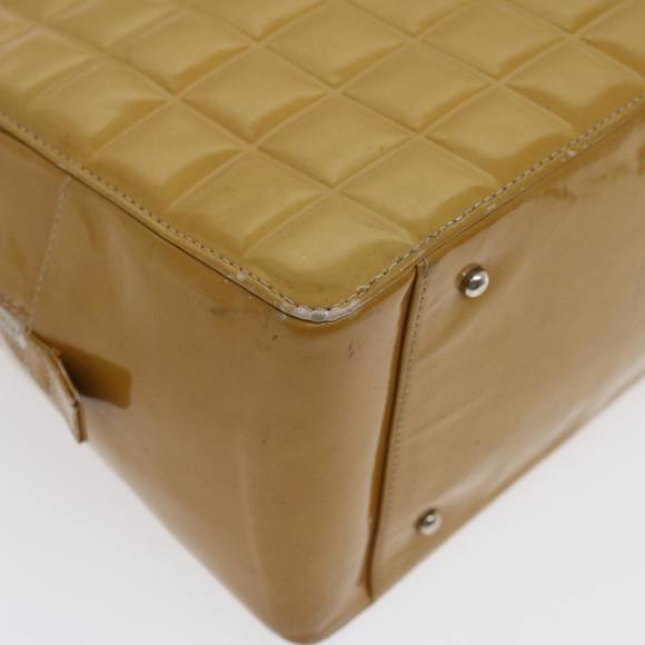 CHANEL Choco Bar Chain Shoulder Bag Enamel Beige CC Auth jk1646 - Picture 16 of 16